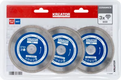 Zdjęcie produktu dla Tarcza tnąca diamentowa 3 sztuki ø 115 x 22,2 x 1,9 mm do cięcia na mokro płytek ceramicznych - 115 mm