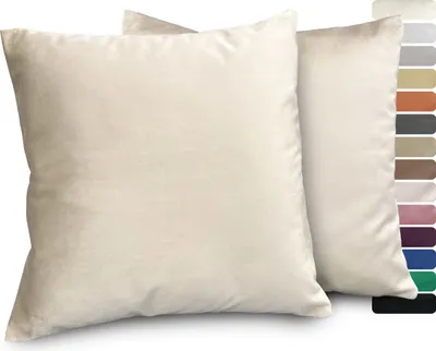 Produktbild von Samt Kissenhüllen 2er Set, Premium Kissenbezug, Sofa- und Dekokissen, Größe und Farbe wählbar,Natur,50x50cm