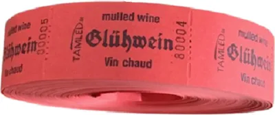 Produktbild von Bonrolle Glühwein rot Wertmarke dreisprachig 1000 Abrisse perforiert Weihnachten