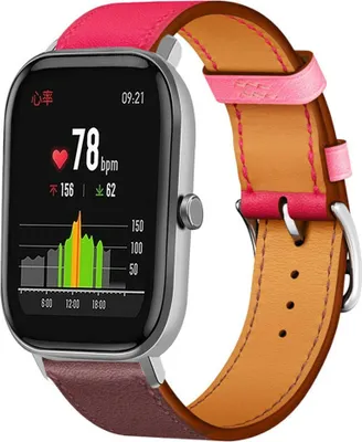 Produktbild von Strap-it Xiaomi Amazfit GTS Lederarmband (Hellrosa/Rotbraun)