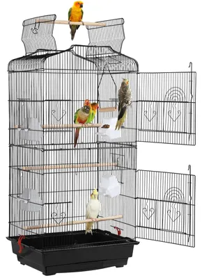 Produktbild von Vogelkäfig Vogelhaus Vogelvoliere - Metall und Kunststoff - 46 x 36 x 92 cm - Schwarz