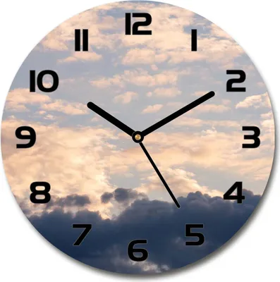 Produktbild von Wanduhr aus Glas 30fi Glasbild Glasuhr Gehärtetes Glas - schwarze-zeiger - Clouds in the sky