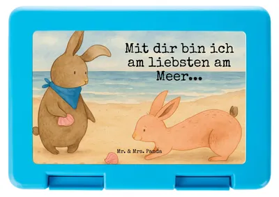 Produktbild von Mr. & Mrs. Panda Frischhaltedose Hasen Muschel Design - Weiß - Geschenk, Bento Box, Znünibox, Bentobox, Muttertag, BFF, Meal Prep, Lunchbox, Best Friends, Beste Freundin