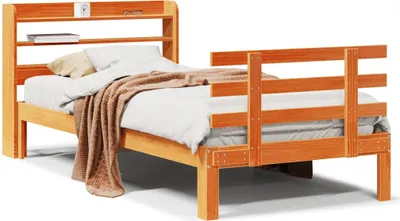Produktbild von Bettgestell mit Kopfteil ohne Matratze Wachsbraun 75x190 cm