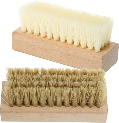 Produktbild von 2 Schuhwaschbürsten mit Holzgriff, vielseitige Handbürsten mit harten PP-Borsten für die effektive Reinigung im Haushalt