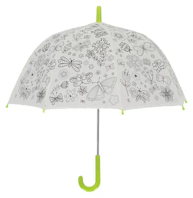 Produktbild von Regenschirm D70cm Blumen/Schmetterline zum ausmale