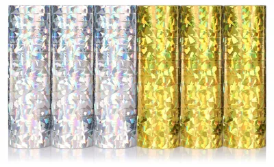 Lufschlangen Gold/Silber Glitter Metallic 6er-Pack
