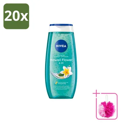 Productafbeelding van 20 x Nivea Douchegel, Hawaïse bloem & olie - 250 ml - Voordeelverpakking - 20 stuks