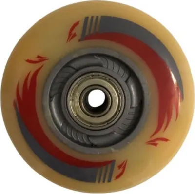 Produktbild von ABEC 7 | 2 Set Ersatz Leucht-Räder, Scooter Rollen, Waveboard, 80mm Alu-Achse, Breite: 24mm Querschnitt (Höhe) 24mm Breite Radlager - Gelb
