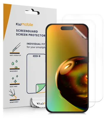 Produktbild von kwmobile 3x Displayschutzfolie kompatibel mit iPhone 15 Folie - klare Schutzfolien Set in transparent