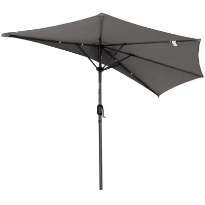 Produktbild von Angel Living 250cm Halbrund Sonnenschirm, Marktschirm,Terrassenschirm mit Kurbel für Garten,Terrassen,Höfe,Schwimmbäder,mit UV-Schutz 40+,Grau