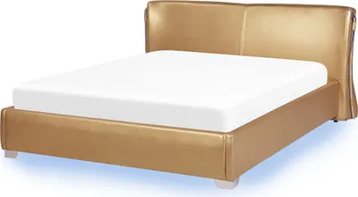 Obrázek produktu pro BELIANI postel zlatá čalouněná kožená s rámem s LED osvětlením 160 x 200 cm moderního designu