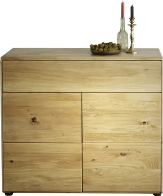 Produktbild von Kommode >KM-0662< 2 Türen, 1 Schub, 1 Boden, Wildeiche massiv - 100x89x40cm (BxHxT)