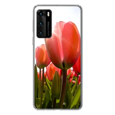Produktbild von MuchoWow® Handyhülle Schutzhülle Hülle für Huawei P40 Blumen - Tulpen - Sonne Silikon Softcase Handy Hülle - Handytasche
