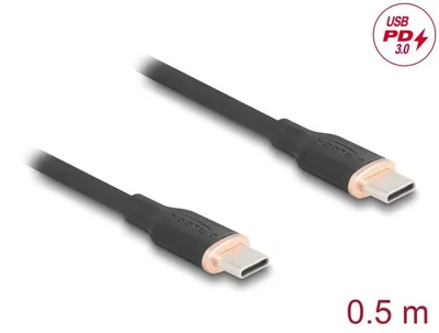 Produktbild von DeLOCK 81237, 0,5 m, USB C, USB C, USB 2.0, 0,48 Gbit/s, Schwarz