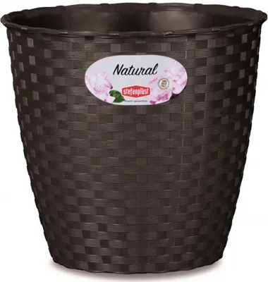 Zdjęcie produktu dla Osłona na doniczkę NATURAL ciemnobrązowa plastikowa d14x13cm