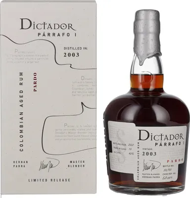 Produktbild von Dictador PÁRRAFO I 19 Years Old PARDO Vintage 2003 40% Vol. 0,7l in Geschenkbox