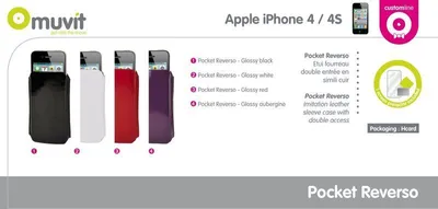 Produktbild von Muvit MUCCPPRIP4G001, Beuteltasche, Apple, iPhone 4/4S, Schwarz