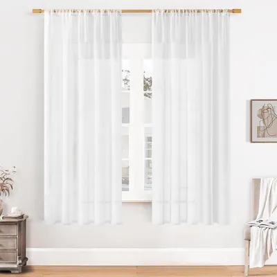 Imagen del producto de Cortinas transparentes blancas, de 145 x 140 cm, juego de 2 piezas, para la cocina