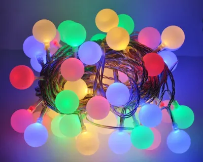 Produktbild von LED Lichterkette Bunt oder Warmweiß Partylichterkette LEDs stabile Kugeln IP44, Farbe:Bunt, Länge:4.8 m