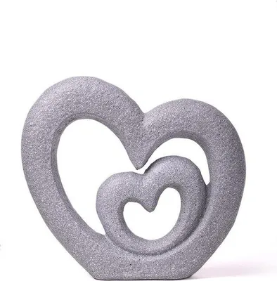 Productafbeelding van Unyqoos® Hartsculptuur – Dubbele hartvormige decoratieve figuur van polyhars, decoratie, 35 x 7 x 31 cm, 2,1 kg, cadeau voor thuis en kantoor