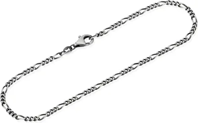 Produktbild von NKlaus Armband 20cm Figaro - Panzerkette 925 Sterling Silber oxidiert 2,2mm breit 13848
