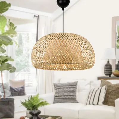 Immagine prodotto di Opviq, AYD-3565, lampadario, beige, 100 % BAMBOO, 38 x 38 x 70 cm