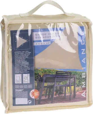 Produktbild von Sonnensegel 3 x 3 m mit UV 50+ Schutz - Dreieck / natur - Sonnenschutz Segel inklusive Befestigungsseilen