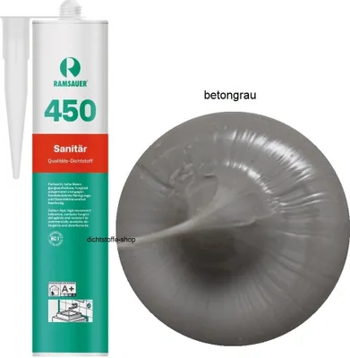 Produktbild von Ramsauer 450 Sanitär 1K Silikon Dichtstoff 310ml Kartusche betongrau