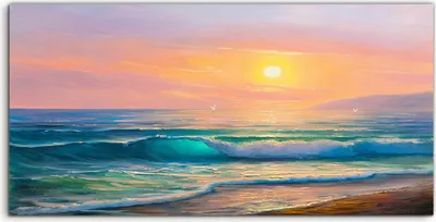 Produktbild von Coloray Acrylbild 120x60  Wandbild Acrylbilder Kunst Sonnenaufgang Meer Landschaft