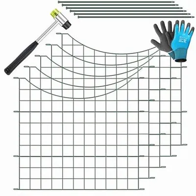 Produktbild von Famanu Gartenzaun Set aus Metall - 5 Zahelemente inkl. Hammer und 6 Befestigungsstäben