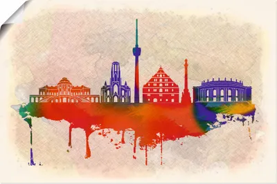 Produktbild von ARTland Poster Stuttgart Deutschland Skyline Größe: 60x40 cm