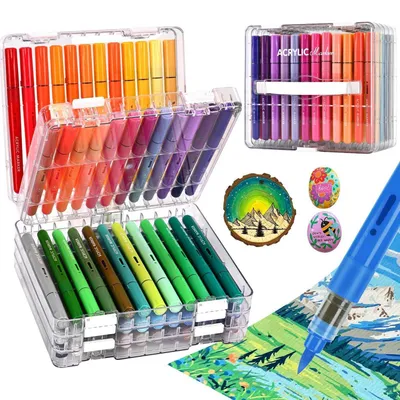 Obrázok produktu pre Sada 60 akrylových fixiek, špička 1-8 mm, vodeodolné, vhodné na rôzne povrchy