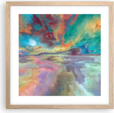 Produktbild von Gerahmtes Poster - Rahmen in heller Eiche - Abstraktion modern - 40x40 cm - Wand Bild - Wanddeko - Wandbilder - Wandposter - Bilderrahmen - Bilder - Kunstdruck - Wandbild - P2NAC40x40-4027