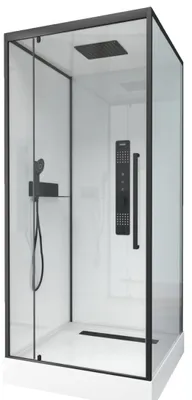 Zdjęcie produktu dla Komplet prysznicowy Kompletny prysznic MARWELL Gotowy prysznic Bia?y Kwadrat 90 x 90 x 215 cm - kompletny zestaw obejmuj?cy brodzik i armatur? - prysznic naro?ny z wej?ciem od przodu