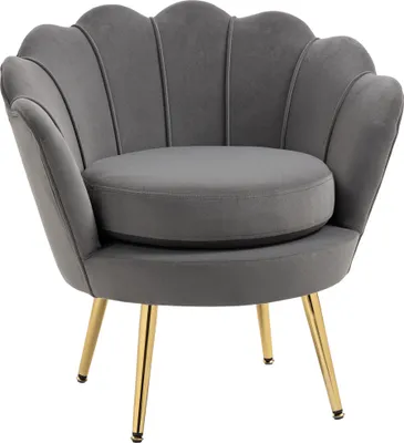 Produktbild von HOMCOM Sofa mit Armlehnen aus Samtstoff, modernes Sofa mit gepolsterter Sitzfläche für Schlafzimmer und Wohnzimmer, 76 x 67 x 74 cm, grau