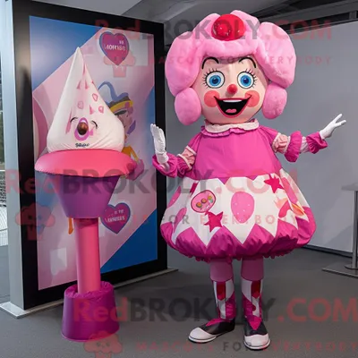 Produktbild von Maskottchenkostüm REDBROKOLY Rosa Clown mit Minikleid und Wickelrock
