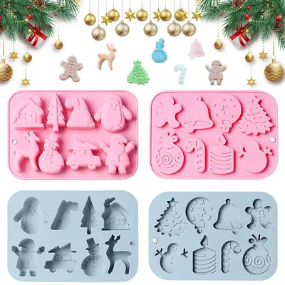 Silikon-Schokoladenform Weihnachten, 4er-Set, BPA-frei