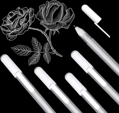 Produktbild von Weiße Gelstifte, Highlighter Stift 0,8 mm Gelstift Weiß zum zeichnen highlights, Künstler Fineliner Weißer Gel Stift für die Schule, Kunstdesignzubehör, Weiß