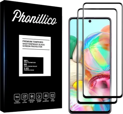 Produktbild von Hartglas für Samsung Galaxy A71 [2 Stück] Displayschutzfolie Screen Protector mit schwarzem Rand Film Anti-Kratzer Glas Resistant Phonillico®