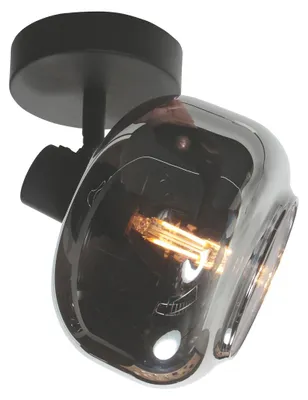 Image de Mexlite - spot - Tenebris - noir - verre métal verre fumé - lampe de lit - E14 - 4208ZW