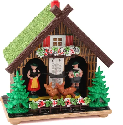 Produktbild von Wetterhäuschen Bayern mit Thermometer - 12 cm x 7 cm x 13 cm (LxBxH)