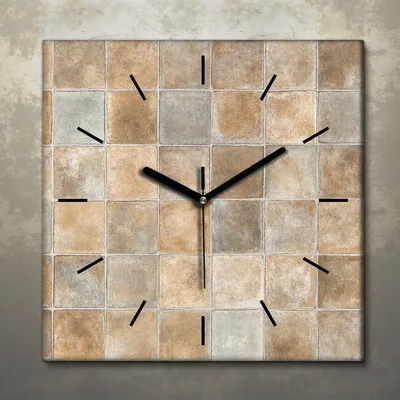 Produktbild von Wohnzimmer Leinwand Uhr Geräuschlos Küche 30x30 Kacheln, Abstrakt, Motive, schwarze Zeiger