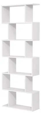 Produktbild von S-förmiges Bücherregal, weiß, 4/6 Ebenen, Spanplatte, 70 x 24 x 190,5 cm