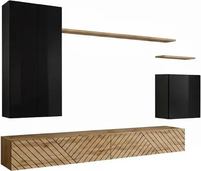 Zdjęcie produktu dla Meblościanka RIONATA 2 - czarny / dąb wotan