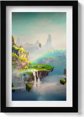 Produktbild von Fantasieszenen im chinesischen Stil– Wandbild mit Rahmen – Gerahmtes Bild  – Wanddekoration – 20x30 cm – Schwarz