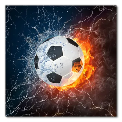 Produktbild von Wallario selbstklebende Möbelfolie/ Tischdecke für Innen und Außen, Größe: 100 x 100 cm - Fußball - Feuer und Wasser