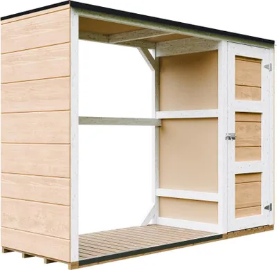 Productafbeelding van Houtopslag - 75 x 217 x H159 cm - Tuinhuis/houtopslag 1,09 m² + 0,53 m² - TIMBELA M981 - HARVEST HONEY