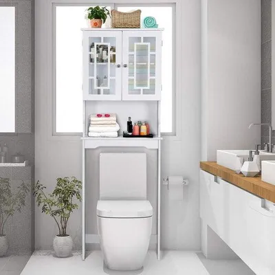 Produktbild von Famanu Badezimmerkasten mit verstellbarem Regal - Weiß/Grau