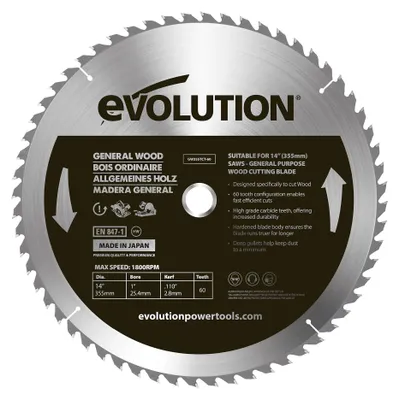 Sägeblatt 355 mm, 60 Zähne, Hartmetall, für Holz